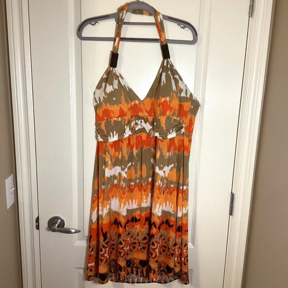 Christinalove Womens Halter Neck Summer Vacation Dress Stretchy Size XL Colorful